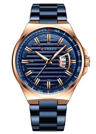 Класичний чоловічий наручний годинник curren 8375 blue-cuprum
