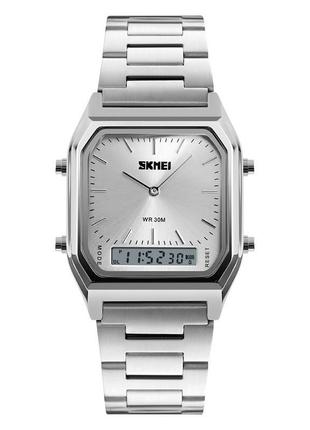 Спортивные мужские часы skmei 1220si silver водостойкие наручные кварцевые