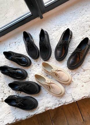 Натуральні шкіряні туфлі - лофери - хайтопи на шнурівці2 фото