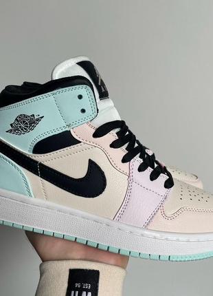 Женские кроссовки nike air jordan 1 retro multicolor mid#найк