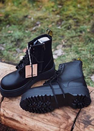 Жіночі зимові ботинки мартінс з хутром dr martens black fur, чорні зима мех женские