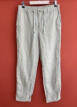 Mango lino оригинал мужские летние льняные брюки чиносы штаны размер s m 30 31 б у