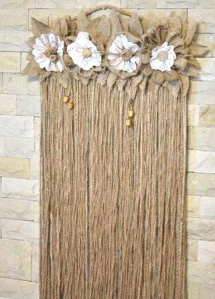 Декоративное панно на стену из джута и мешковины