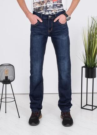 Мужские синие джинсы прямые классические
