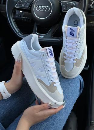 Новые белые с серыми кроссовками new balance ct305 white grey на широкой подошве