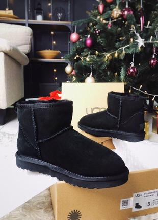 Ugg classic 2 mini black жіночі зимові угі, замшеві чорні уги/угги женские зима1 фото