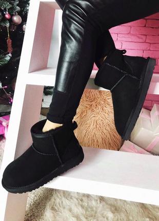 Ugg classic 2 mini black жіночі зимові угі, замшеві чорні уги/угги женские зима3 фото