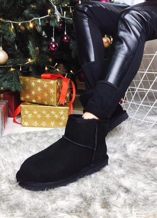 Ugg classic 2 mini black жіночі зимові угі, замшеві чорні уги/угги женские зима6 фото