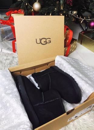 Ugg classic 2 mini black жіночі зимові угі, замшеві чорні уги/угги женские зима9 фото