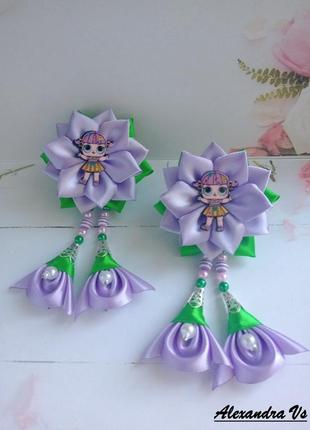 Бузкові бантики з підвісками