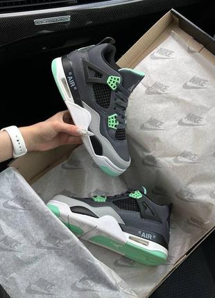 Женские кроссовки nike air jordan 4 x off-white green glow