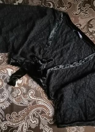 Болеро короткое чёрное с поясом велюр рукав летучая мишь новое1 фото