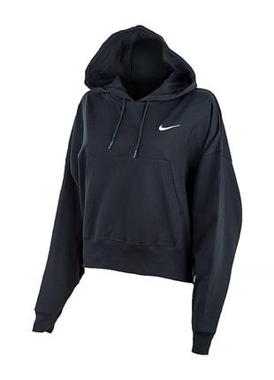 Женская толстовка nike w nsw jrsy os po hoodie черный xs (7ddm6417-010 xs)