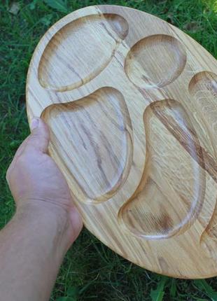 Деревянная овальная тарелка дерво дуб3 фото