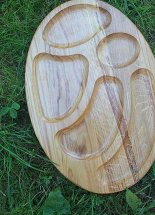 Деревянная овальная тарелка дерво дуб4 фото