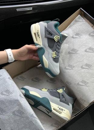Жіночі кросівки nike air jordan 4 x off-white grey green beige6 фото