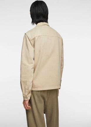Мужская джинсовка бежевого цвета с карманами zara3 фото