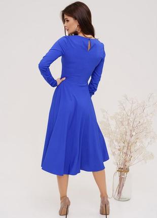Сукня жіноча міді розкльошена стильна з довгим рукавом трикотажна прогулянкова св'яткова 2101824 фото