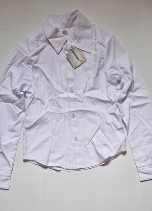 Школьная рубашка блузка белая девочке длинный рукав