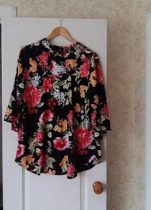 Акция 1+1= 3 🎁шикарная блуза в цветочный принт xl