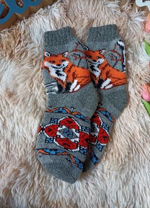 Шерстяні шкарпетки принт лисичка 🦊1 фото