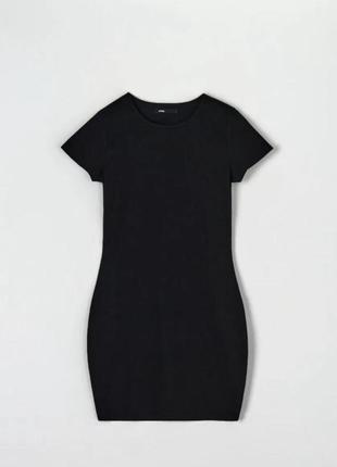 Платье мини базовая черная в рубчик классическая короткая универсальные5 фото
