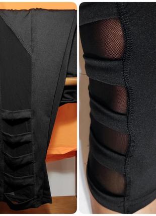 Спортивные черные бриджи капри со вставкой сеточка женские р.50-52 mister*lady sport10 фото