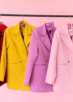 Пиджак детский подростковый, двубортный, школьный, нарядный, для девочки, сиреневый, розовый красный2 фото