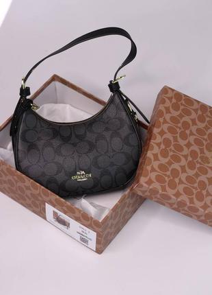 Coach kleo hobo black/grey lux5 фото