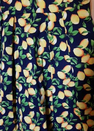 Летнее миди платье с принтом в лимоны s-m3 фото