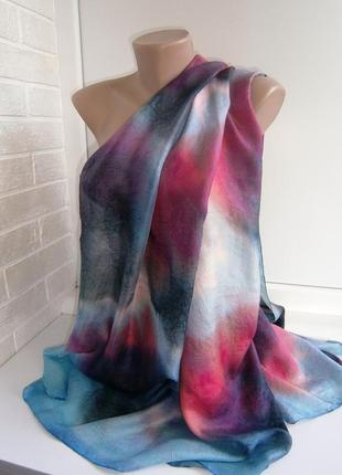 Красивый винтажный шарф из натурального шелка.3 фото