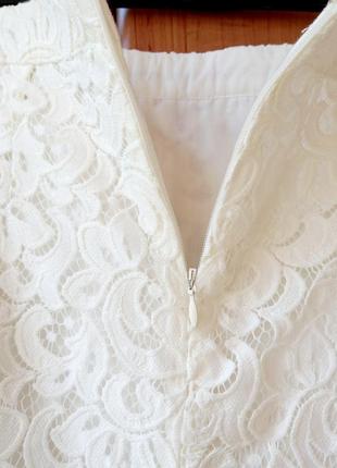 Новая кружевная стильная белая / молочная / айвори короткая мини юбка topshop.3 фото