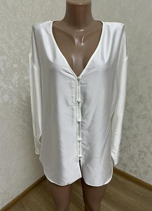 Ніжна атласна шовковиста сорочка блуза великий розмір