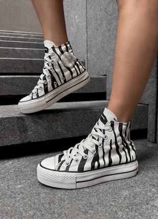 Женские высокие кеды в виде зебры converse