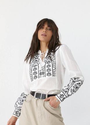 Трендова біла вишиванка жіноча,сорочка вишита, сорочка-вишиванка,блуза з вишивкою, жіночий одяг3 фото