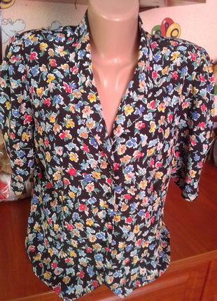 Блуза-сорочка-жакет укорочена в яскравий веселий принт 52-54р