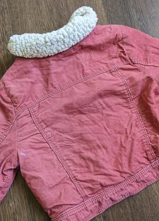 Old navy вельветова куртка шерпа утеплена рожева на 2 роки6 фото