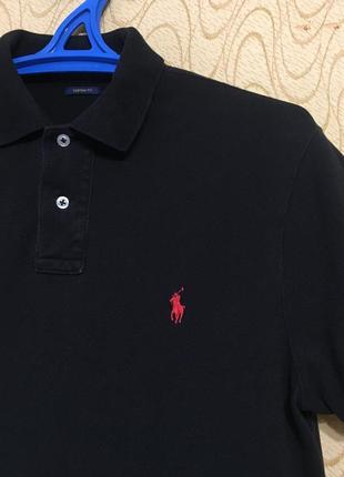 Футболка поло-рольф лорен чоловіча майка men's polo shirt ralph lauren jersey black чорна для повсякденного носіння класична4 фото