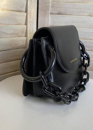 Стильная женская мини сумочка клатч с цепочкой модная и оригинальная сумка через плечо цепь черный (0633)4 фото