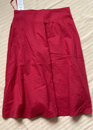 Новая батстовая юбка яркого ягодного цвета размера м.3 фото