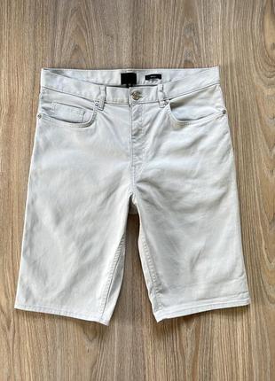 Мужские стрейч классические хлопковые шорты h&m slim fit1 фото