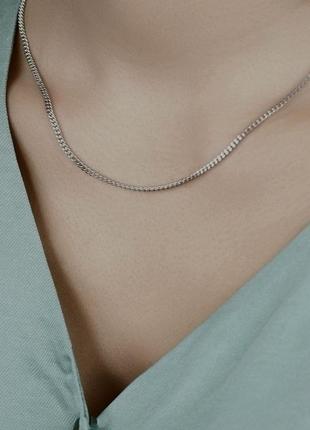 Плетений ланцюжок 4 мм панцирне плетіння 45 см під срібло із чорнінням 🖤