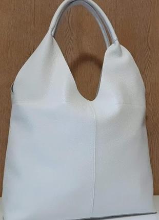 Хит сезона! женская сумка -баул из натуральной кожи белая4 фото