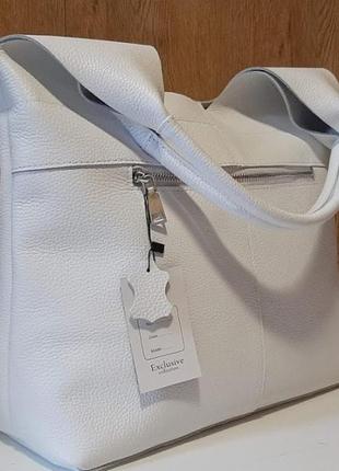 Хіт сезону! жіноча сумка -баул з натуральної шкіри біла2 фото