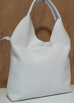 Хіт сезону! жіноча сумка -баул з натуральної шкіри біла7 фото