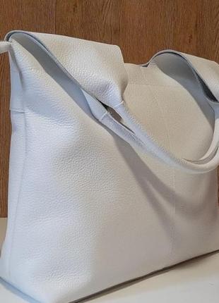 Хіт сезону! жіноча сумка -баул з натуральної шкіри біла3 фото