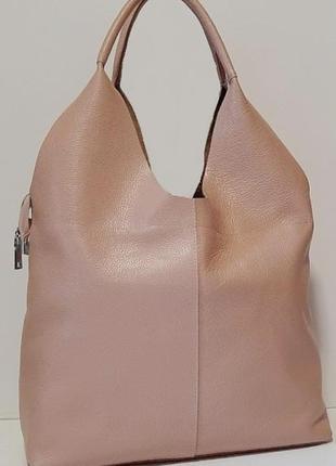 Хит сезона! женская сумка -баул из натуральной кожи пудровый5 фото