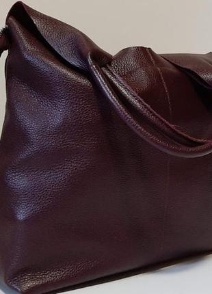 Хит сезона! женская сумка -баул из натуральной кожи марсала2 фото