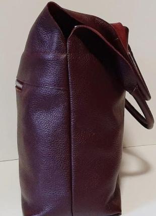 Хит сезона! женская сумка -баул из натуральной кожи марсала6 фото
