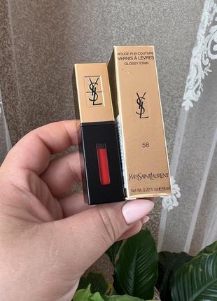 Лаковая помада для губ woman saint laurent loafers anais slingback slippers rouge pur couture vernis a levres